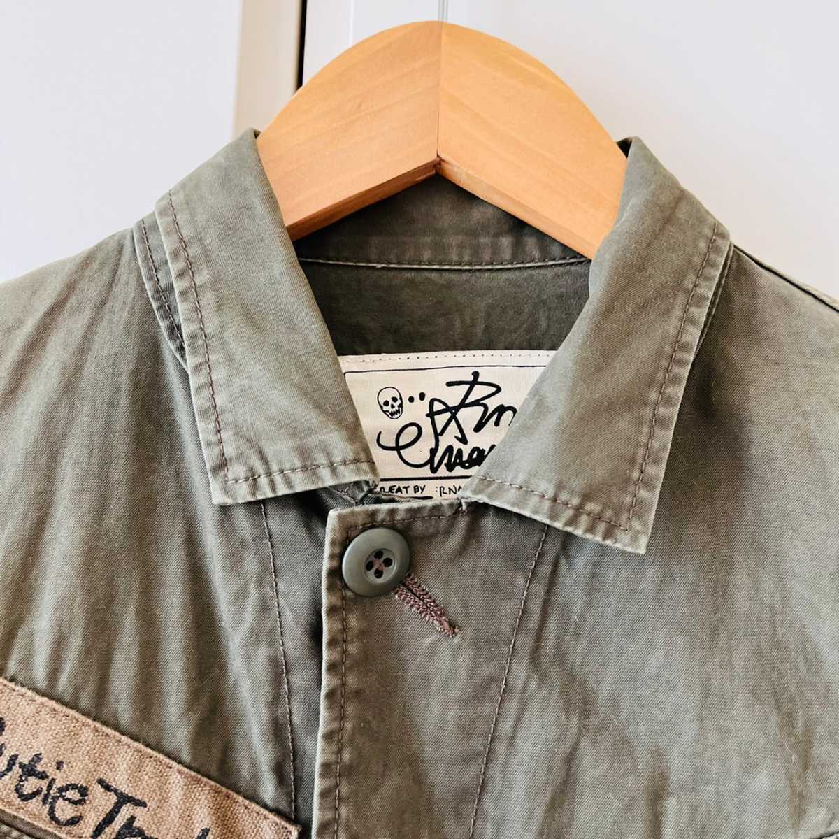 H365cL{RNA inca-ruene- ink } size M military jacket old clothes woman khaki lady's JACKET Work jacket used