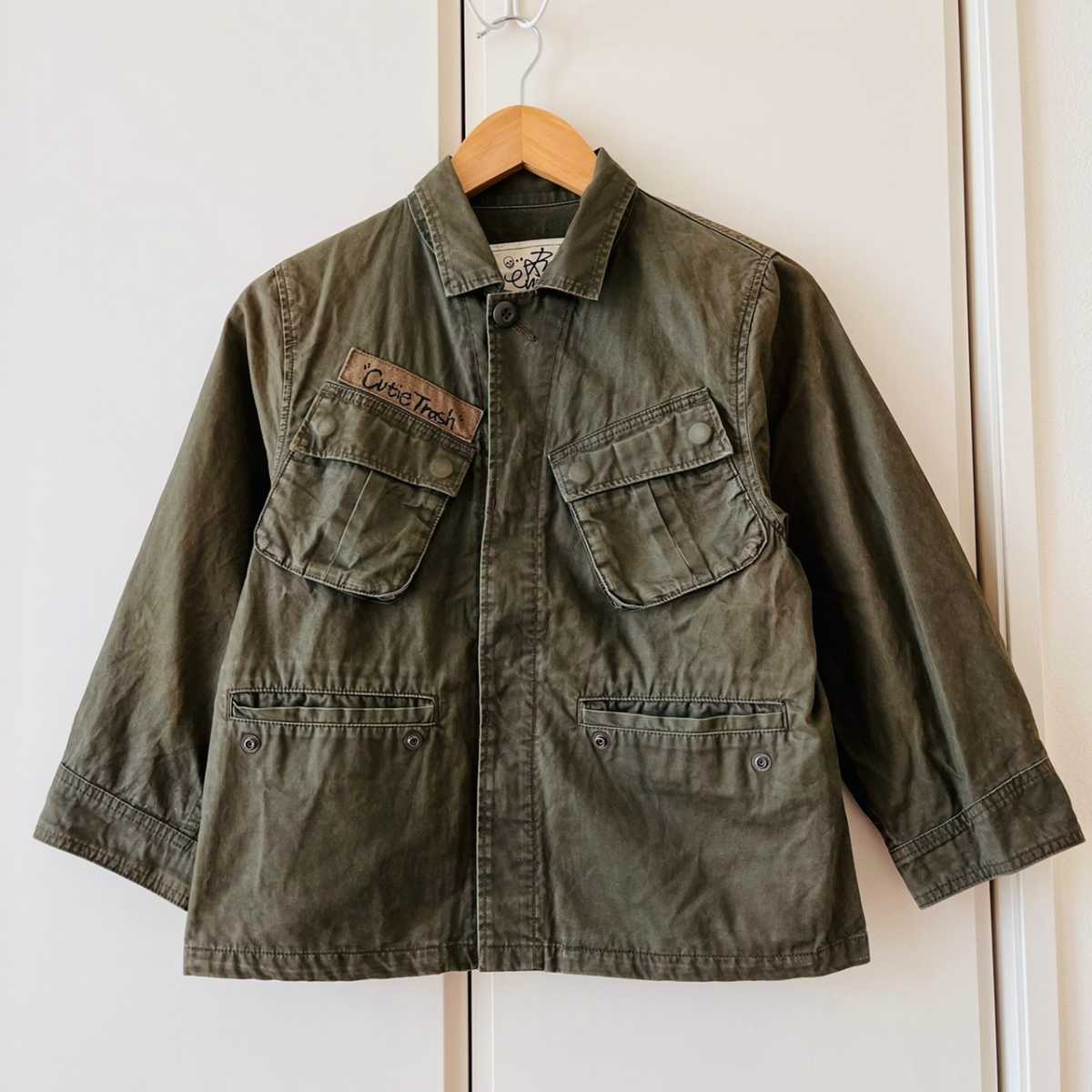 H365cL{RNA inca-ruene- ink } size M military jacket old clothes woman khaki lady's JACKET Work jacket used