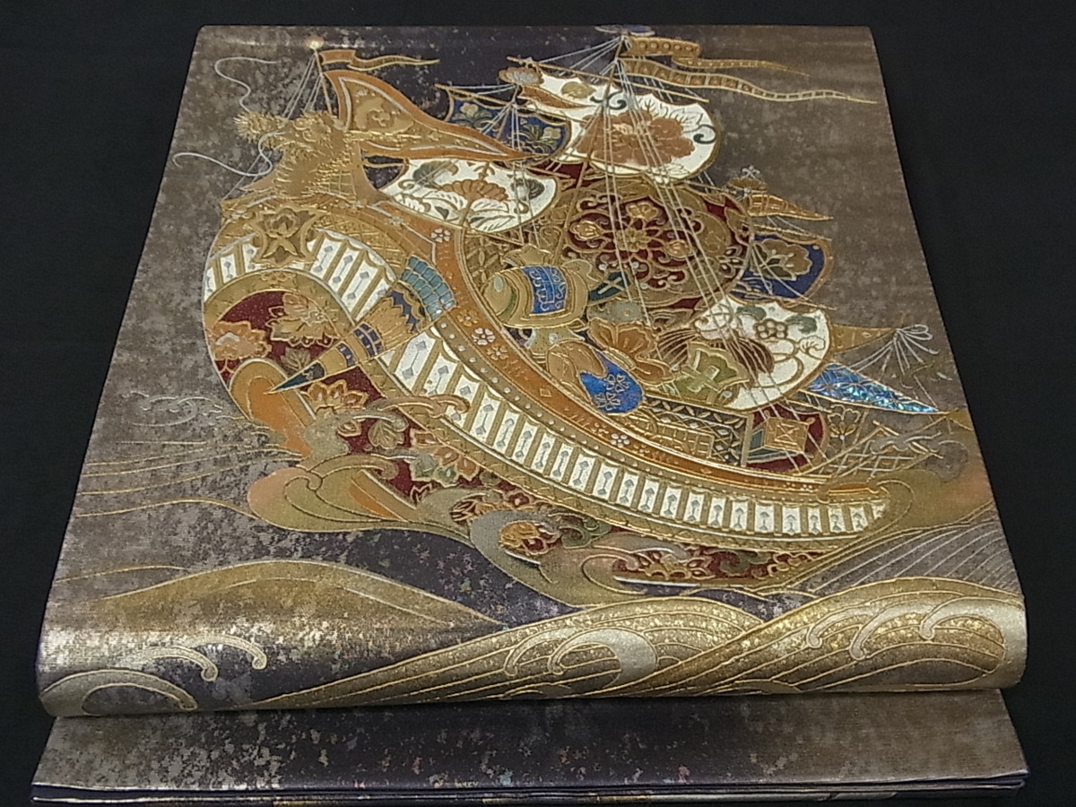 新品 西陣織六通柄袋帯 吉祥文様【綿芯仕立付】宝船 ② - www.onkajans.com