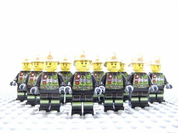 MM19　レゴ　ミニフィグ　消防士・金　10個セット　新品未使用　LEGO社純正品_画像1