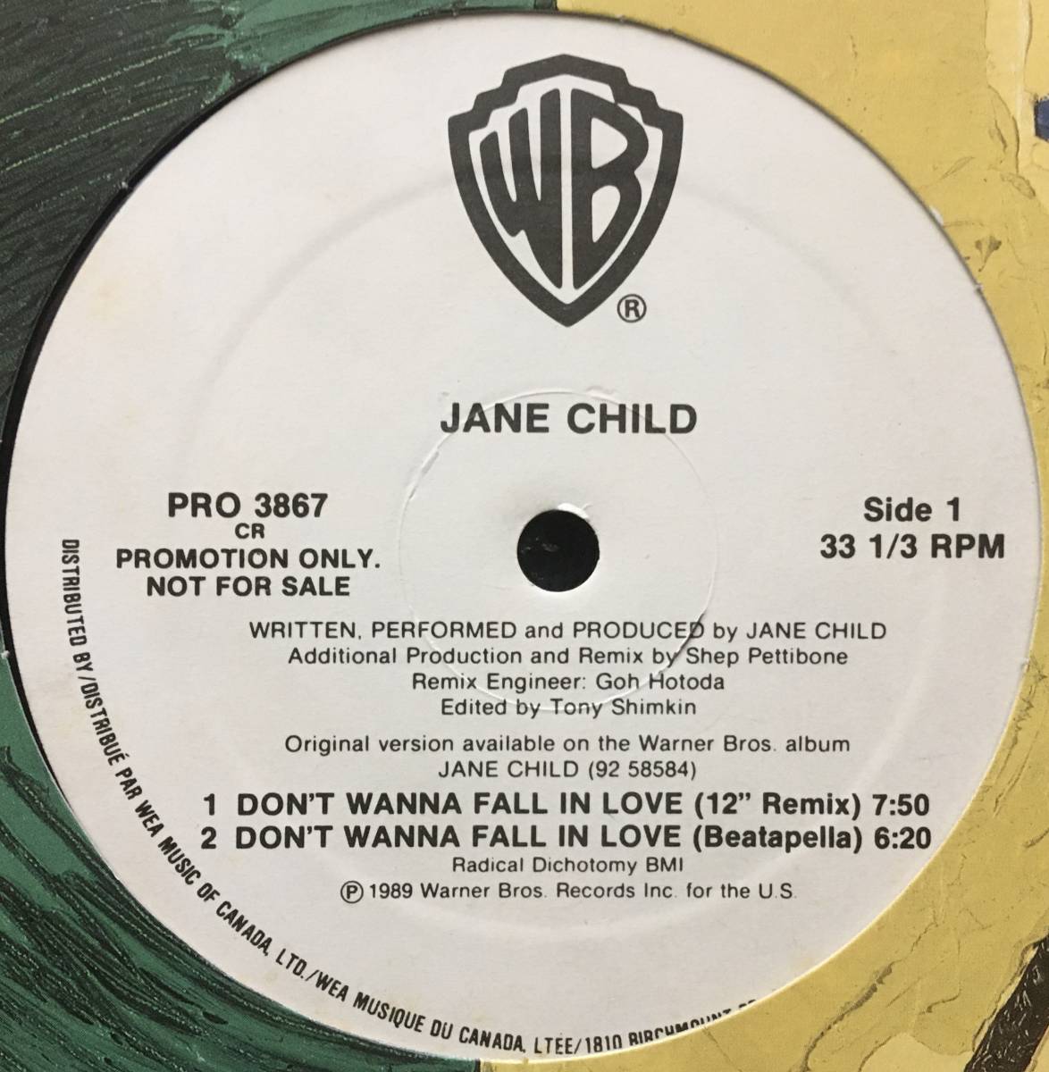 正規盤未収録SHEP PETTIBONE REMIX★Jane Child /Don't Wanna Fall In Love プロモ12inch_画像1