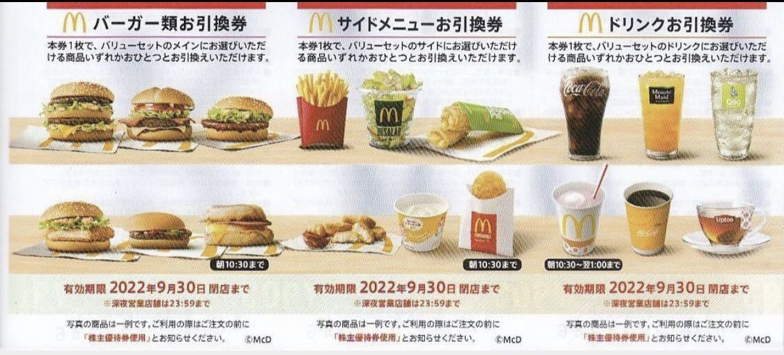 2022/9/30)マクドナルド株主優待券 2冊(1冊/6枚綴り) 送料無料
