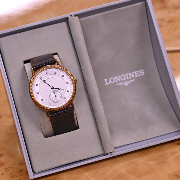 本物 超美品 ロンジン 極希少 11Pダイヤ文字盤 ブレゲ針 K18ゴールド ウルトラシン メンズウォッチ 金無垢紳士時計 ヴィンテージ LONGINES