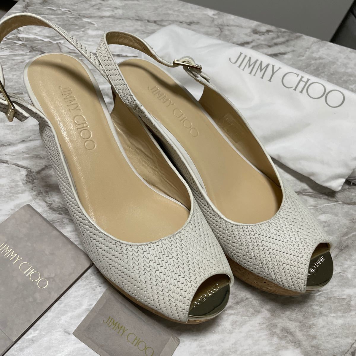 JIMMY CHOO ジミーチュウ サンダル 白 37-