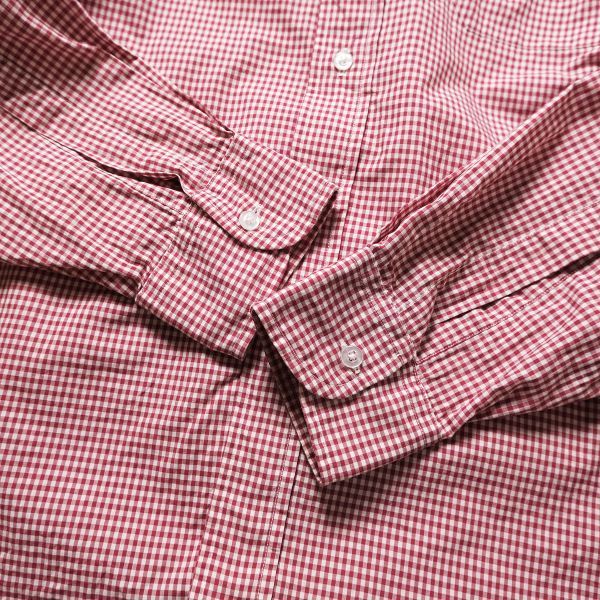 90's LLビーン ボタンダウン ギンガムチェック コットンシャツ 赤×白 (M) 長袖 90年代 旧タグ オールド LLBEAN_画像5