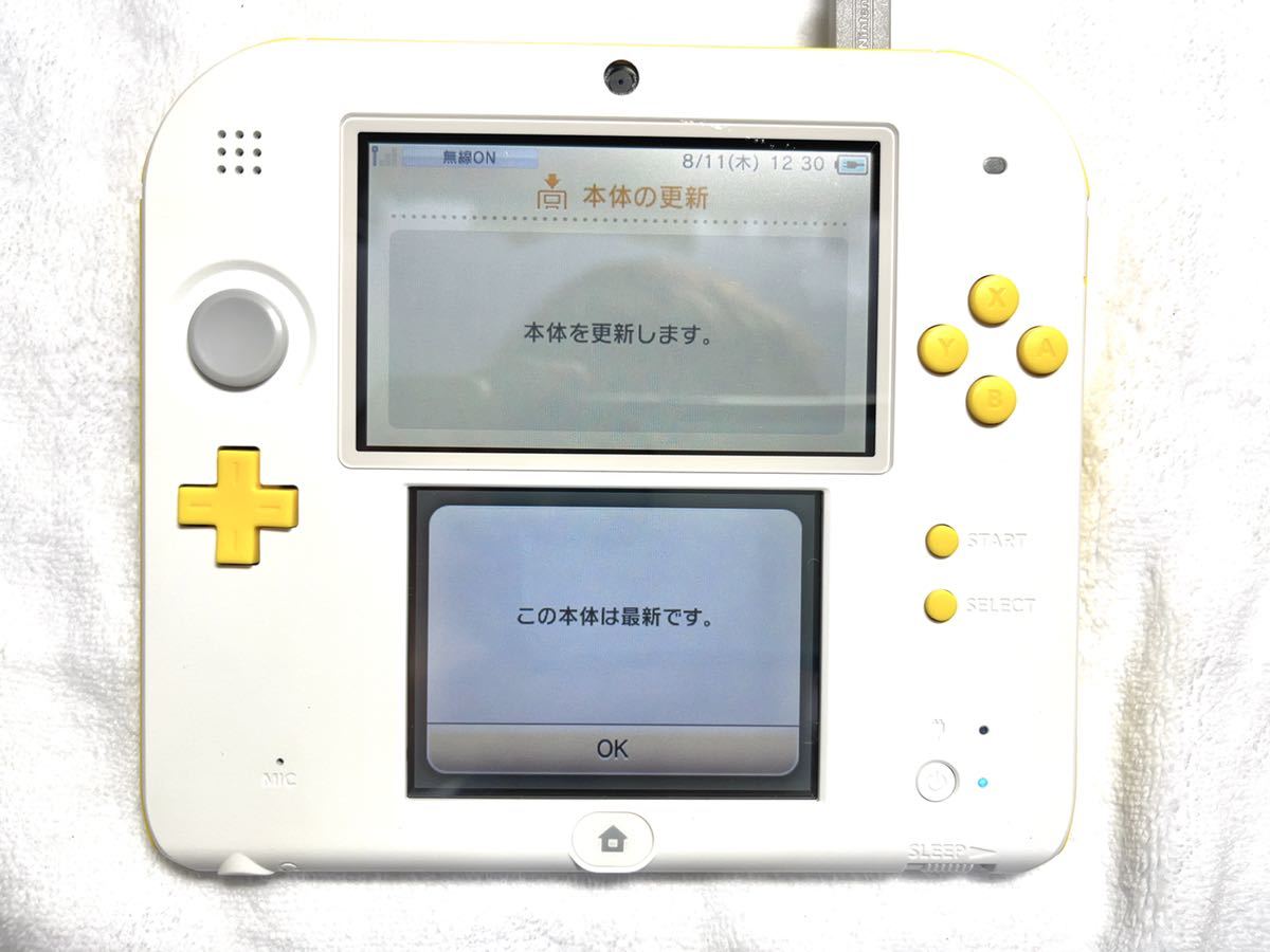 Nintendo 2DS ホワイト イエロー とびだせ どうぶつの森 SDカード 4GB 充電器 タッチペン 付 任天堂 ニンテンドー ftr-001 本体_画像5