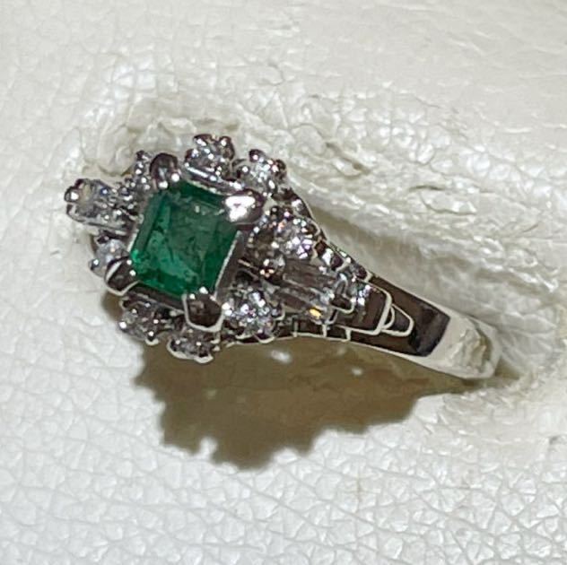 *Pt900 emerald 0.26ct& diamond attaching ring *