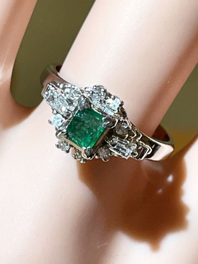 *Pt900 emerald 0.26ct& diamond attaching ring *