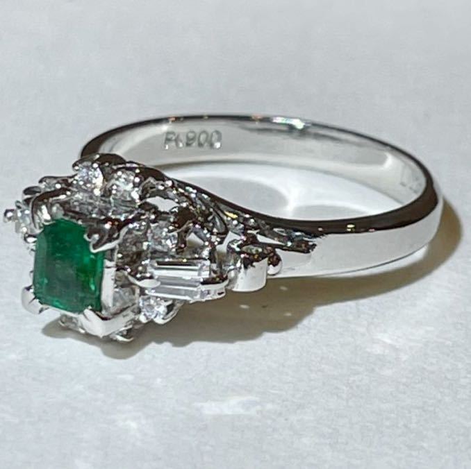 *Pt900 emerald 0.26ct& diamond attaching ring *