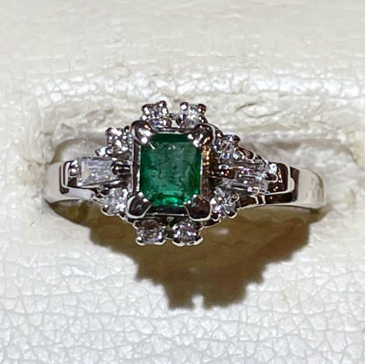 *Pt900 emerald 0.26ct& diamond attaching ring *