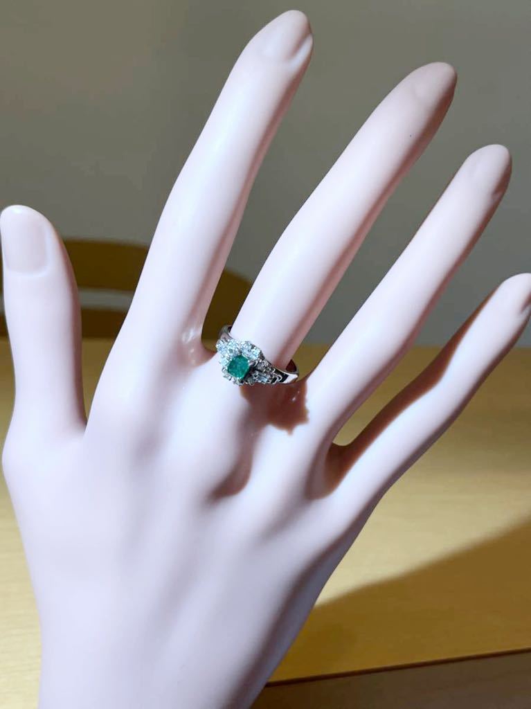 *Pt900 emerald 0.26ct& diamond attaching ring *