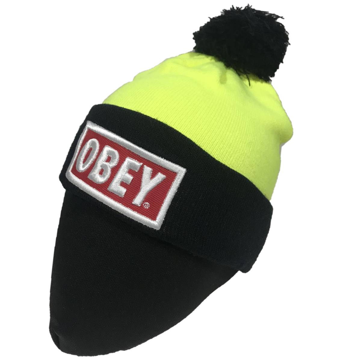 OBEY オベイ ボンボン ワッチニットキャップ（ライムイエロー/ブラック） [並行輸入品]