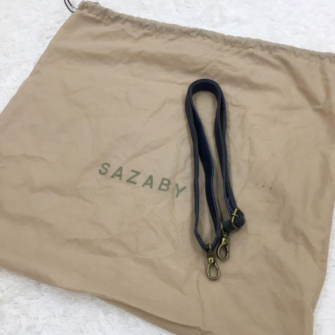 SAZABY サザビー 2WAYハンドバッグ 金具ゴールドカラー 保存袋付き レディース 紺色_画像8