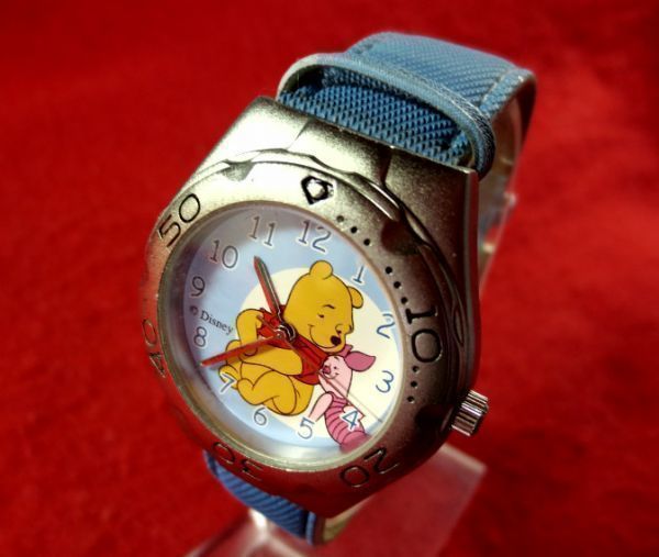 DN27)* work properly wristwatch * Disney *Disney Winnie-the-Pooh Winnie The Pooh * blue 