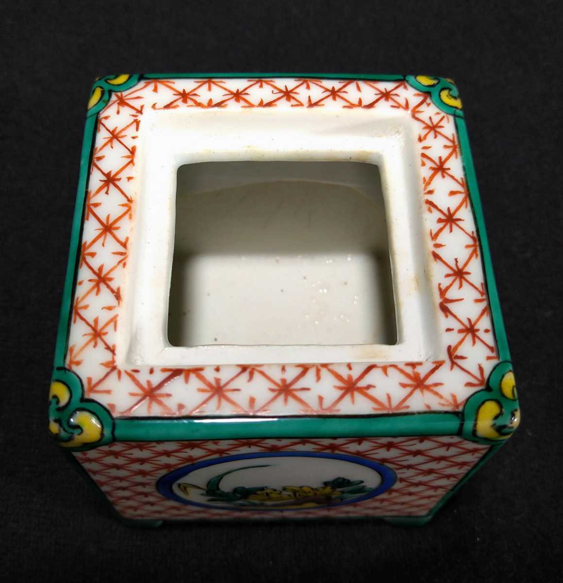  Kutani beautiful . kiln [ Kutani censer ] overglaze enamels flower writing censer also box white cloth . tool tea utensils b-16e2352