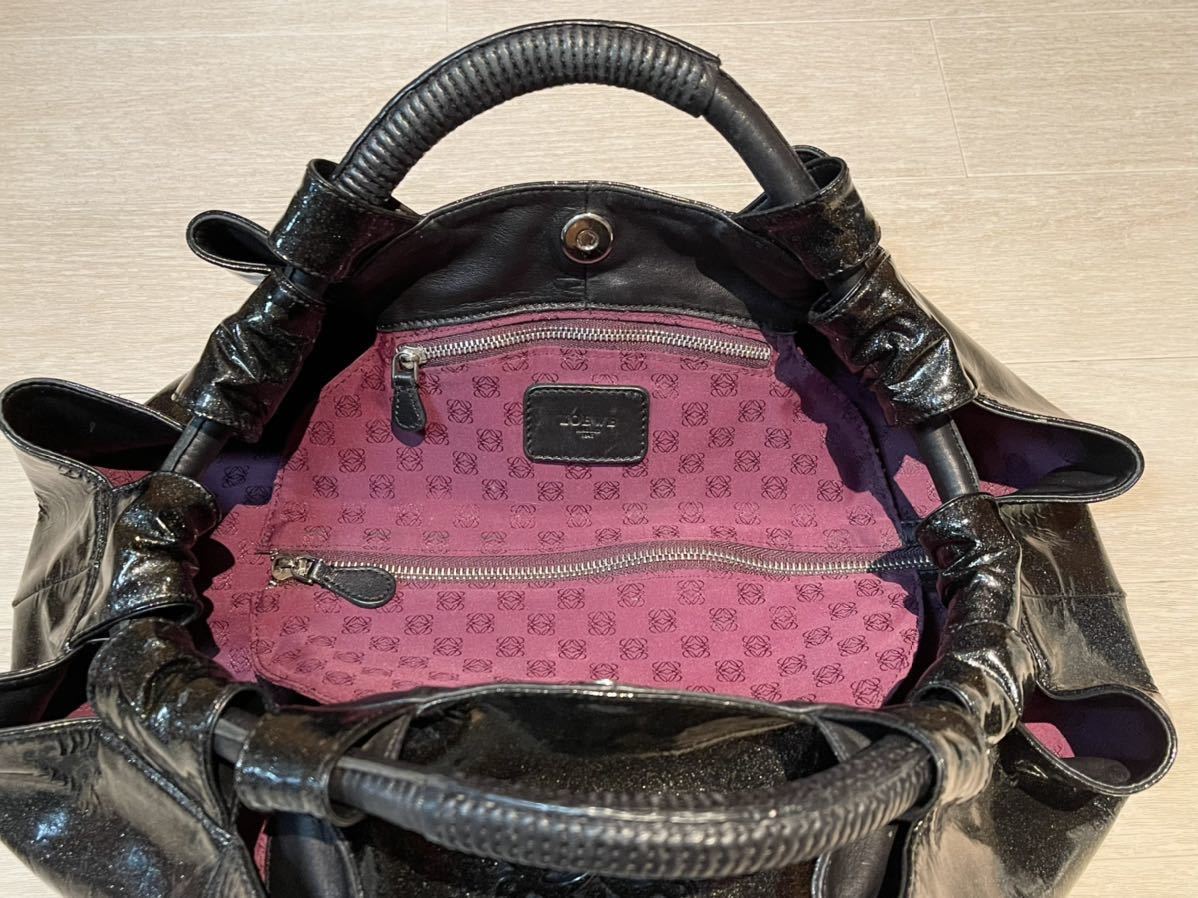 美品 LOEWE ロエベ ナッパアイレ ハンドバッグ ブラウン ラメ 結婚祝い