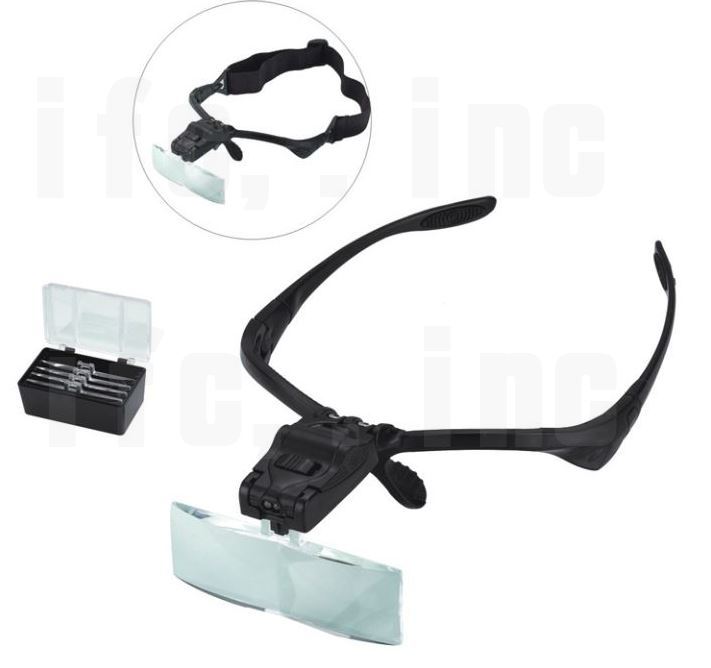  new arrival # free shipping # LED light attaching glasses type magnifier 2Way belt attaching magnifying glass glasses work lens 5 sheets exchange reading construction handicrafts sewing etc. 