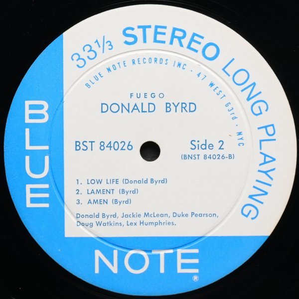 【米オリジナル】DONALD BYRD 両溝 47west RVG刻印 FUEGO ドナルドバード BLUE NOTE 名盤 JACKIE McLEAN / DUKE PEARSON / DOUG WATKINSの画像4