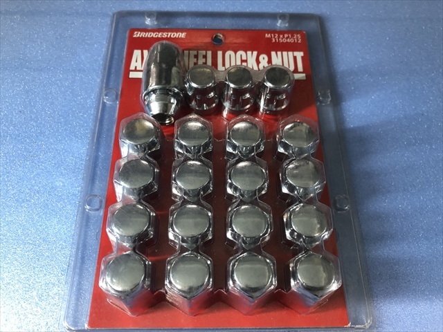 ブリヂストン製 AX-WHEEL LOCK&LUG NUTS SET ロックナットSET M12 P1.25 21HEX メッキ 袋ナット 20個【12時まで注文で即日発送】_画像1