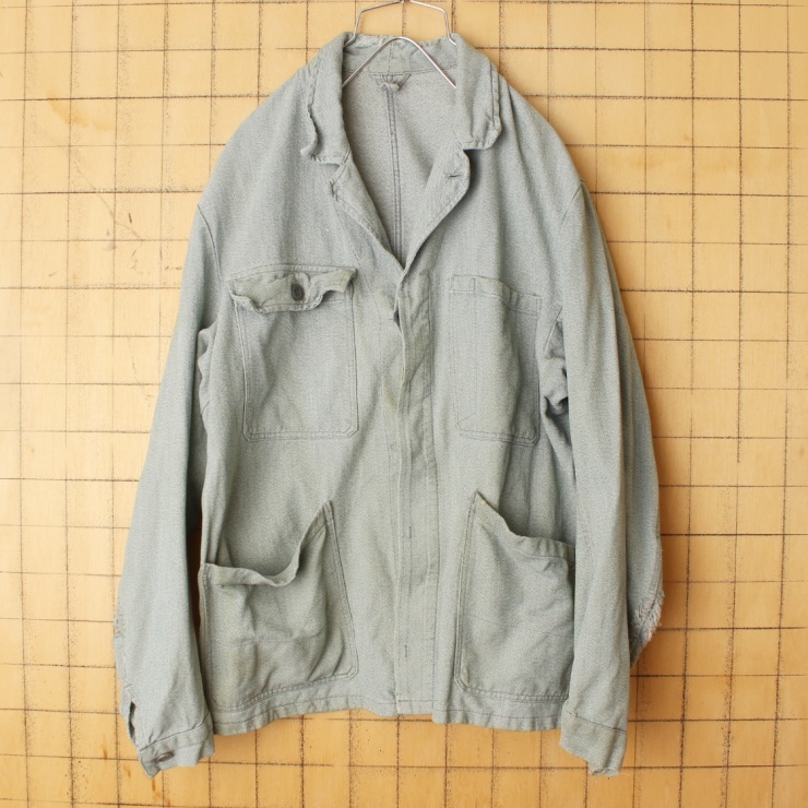 今季ブランド 60s ヨーロッパ古着 ユーロ ダメージ グリーン メンズM