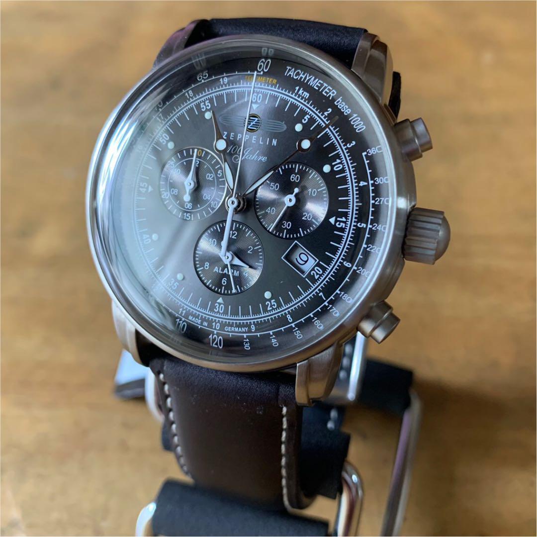ツェッペリン ZEPPELIN 腕時計 クオーツ メンズ 7680-2S 100周年記念 コードバンカーフベルト ブラック_画像1