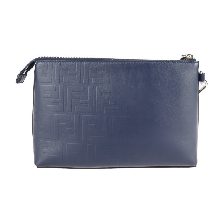 美品 FENDI フェンディ 7N0106 A9ZC セカンドバッグ エンボスレザー