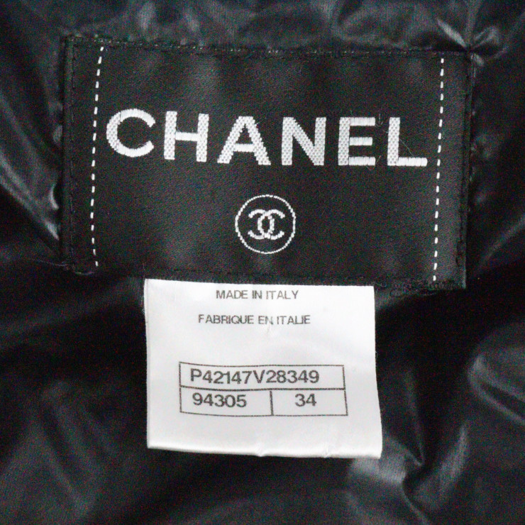  прекрасный товар CHANEL Chanel P42147 нейлон 98% полиуретан 2% черный здесь Mark здесь кнопка с хлопком пальто указанный размер 34[ подлинный товар гарантия ]