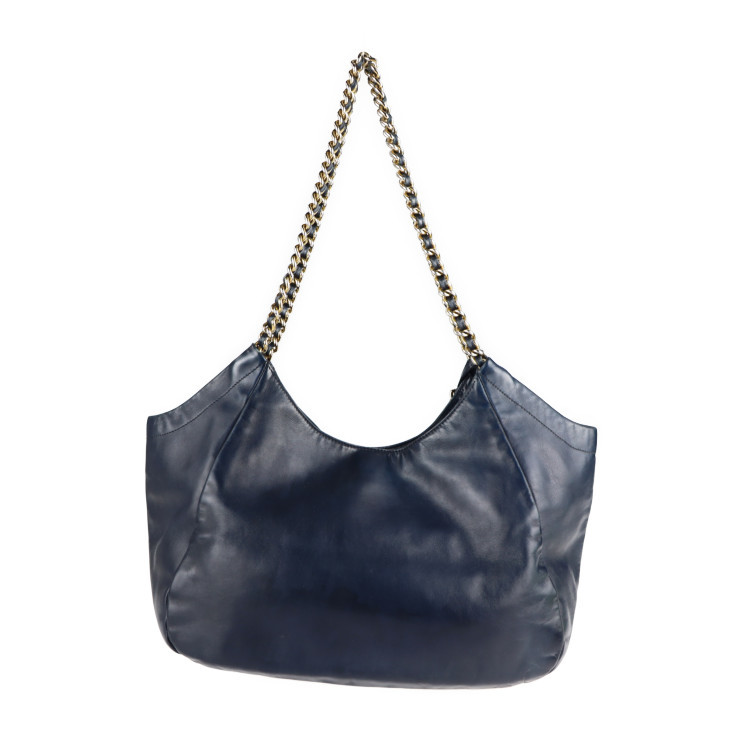 美品 PRADA プラダ BR4995 ショルダーバッグ レザー ネイビー チェーン