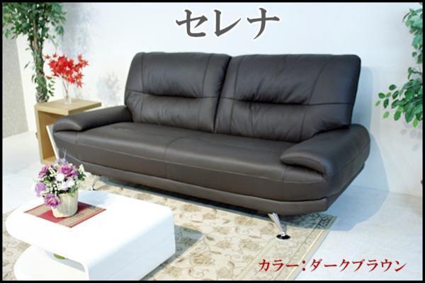 送料・設置無料・3年保証】オシャレな高級本革3人掛けソファ ダーク