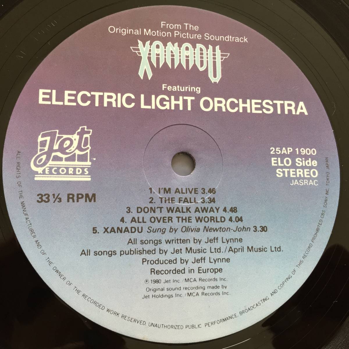 【国内盤/Vinyl/12''/Gatefold/Jet Records/25AP 1900/80年盤/with Liner,Inner】ザナドゥ / Electric Light Orchestra-Olivia Newton-Johnの画像8