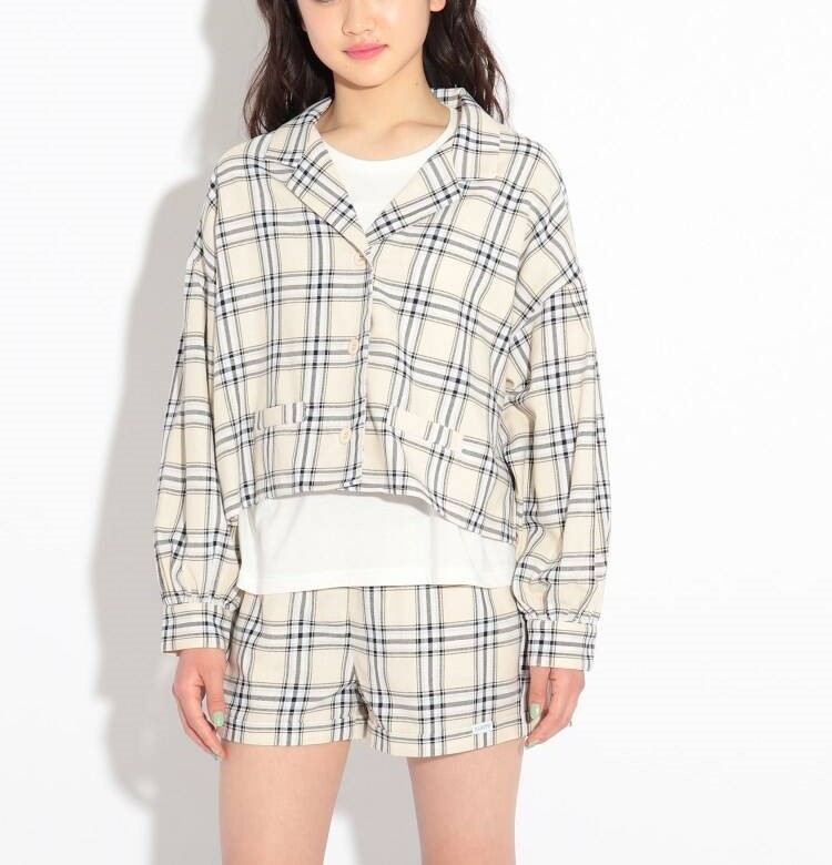  last new goods PINK-latte[ Nicola publication commodity ] check pattern jacket + long T set 14(140cm) regular price 4389 jpy 