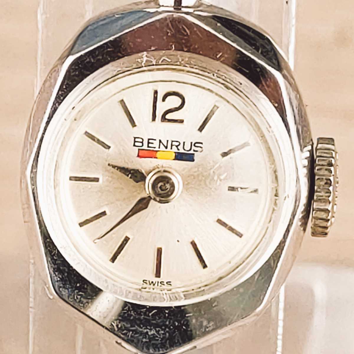 【動作品】BENRUS ベンラス 腕時計 手巻き アナログ 10KG.F.B&A 時計 ヴィンテージ 2針 銀文字盤 レディース アクセ アクセサリー_画像2