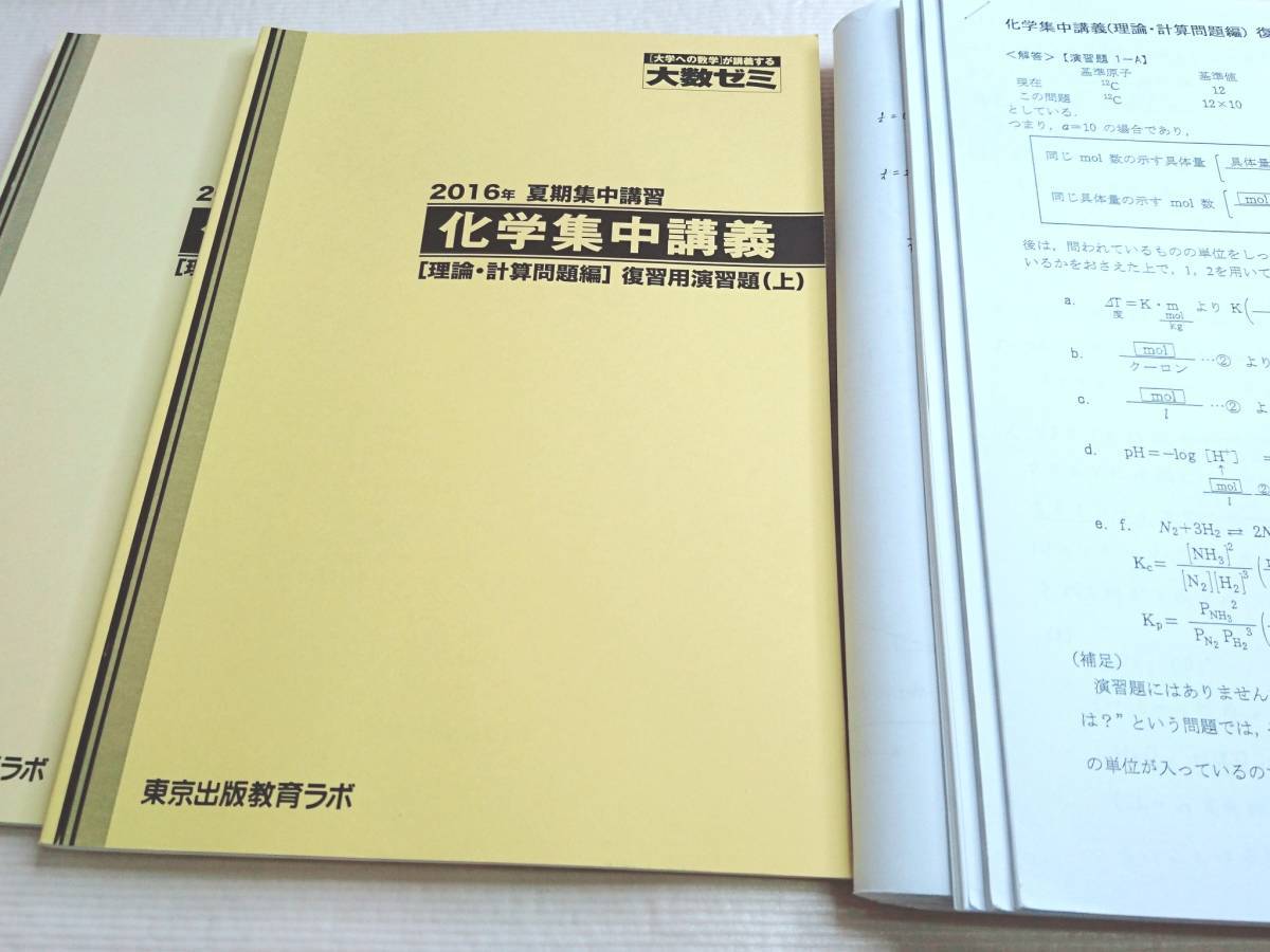 大数ゼミ　化学集中講義　理論・計算問題編　復習用演習題　テキスト・解説　鉄緑会　駿台　河合塾　SEG