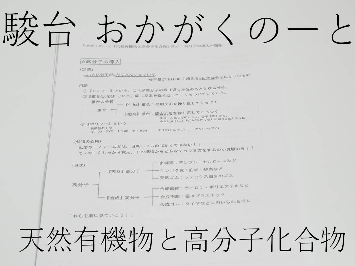 駿台 19年 岡哲大 おかがくのーと 天然有機物と高分子化合物 駿台 19年 岡哲大 おかがくのーと 天然有機物と高分子化合物