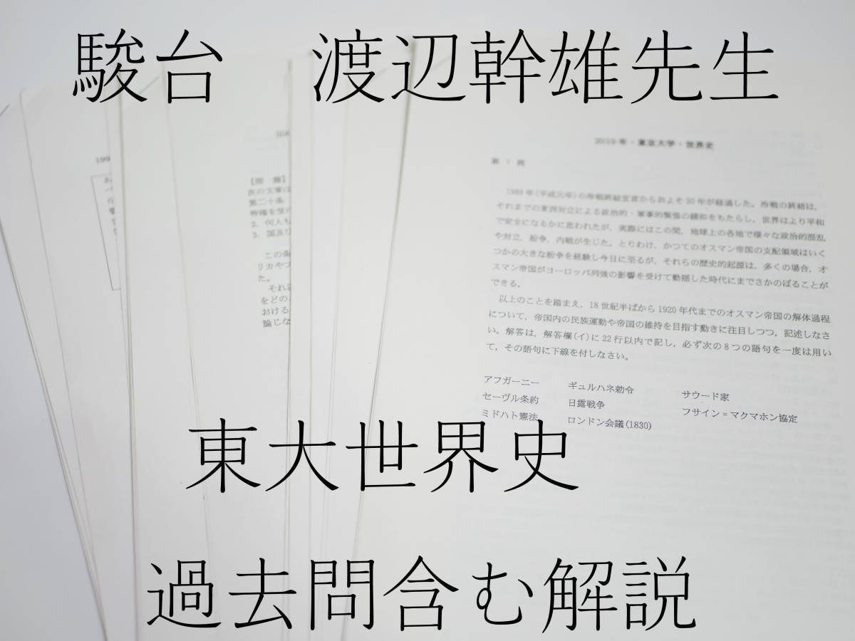 駿台 渡辺幹雄先生 東大世界史解説 東大世界史論述研究 上位クラス 駿台 鉄緑会 河合塾 東進 東大京大 Z会の画像1