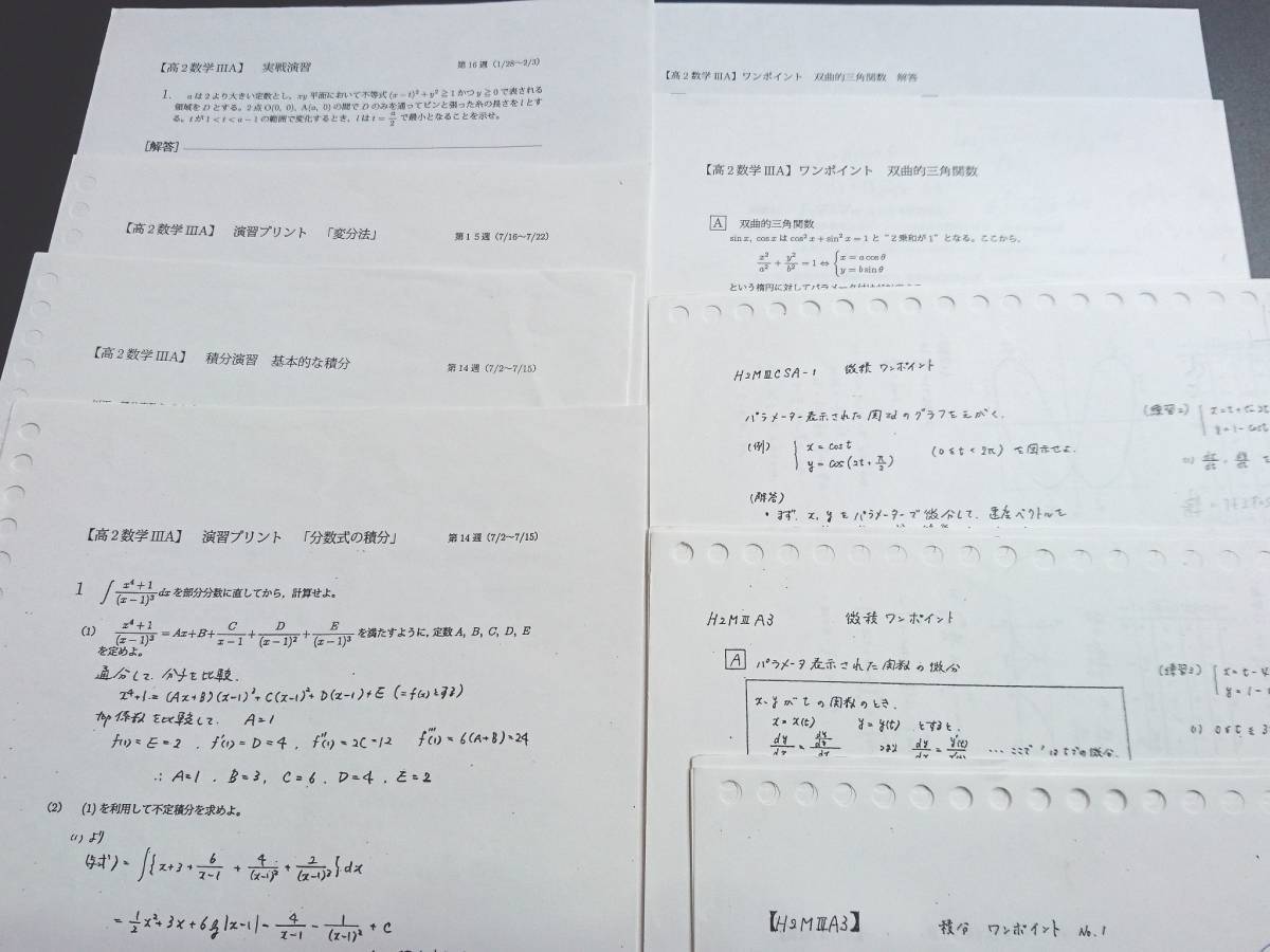 鉄緑会　鶴田先生　最新課程対応　高２数ⅢAプリント集　ワンポイント　鉄緑会　河合塾　東進　東大京大医学部　SEG