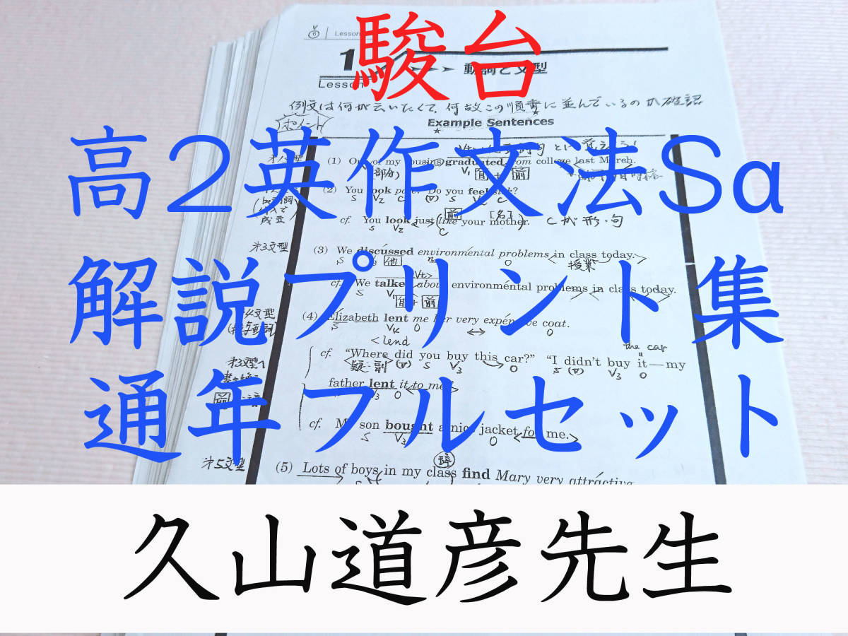 駿台 久山道彦先生 通年 高2英作文法Sα 解説プリントフルセット 英語