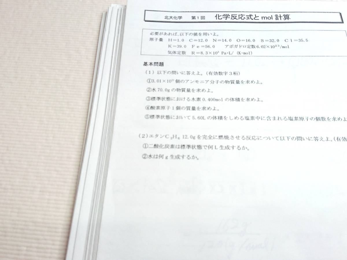 駿台　景安聖士先生　最新版　北大化学　テキスト・板書　フルセット　東大　医学部　河合塾　駿台　鉄緑会　京大　共通テスト　SEG