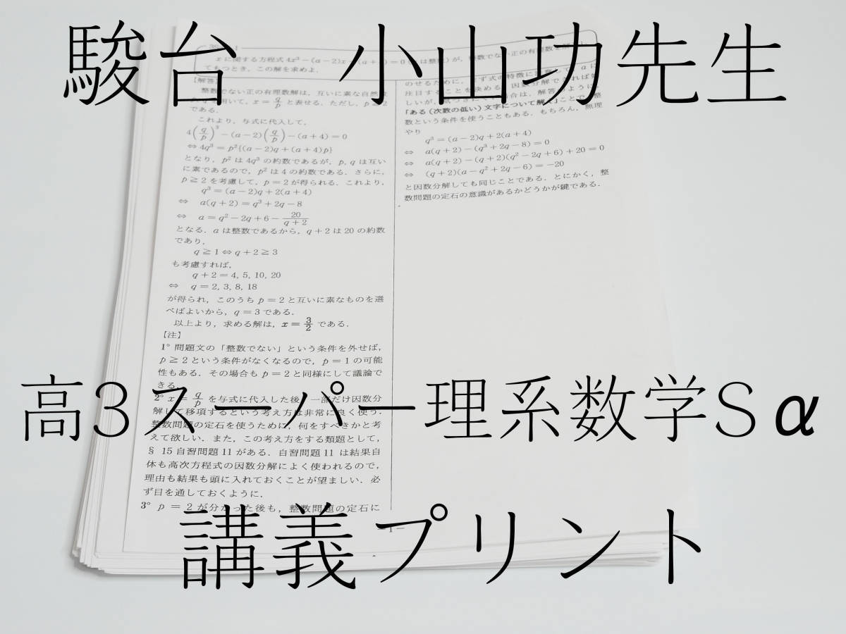 駿台 小山功先生 19年通年 高3スーパー理系数学Sα 講義プリント 駿台 小山功先生 19年通年 高3スーパー理系数学Sα 講義プリント