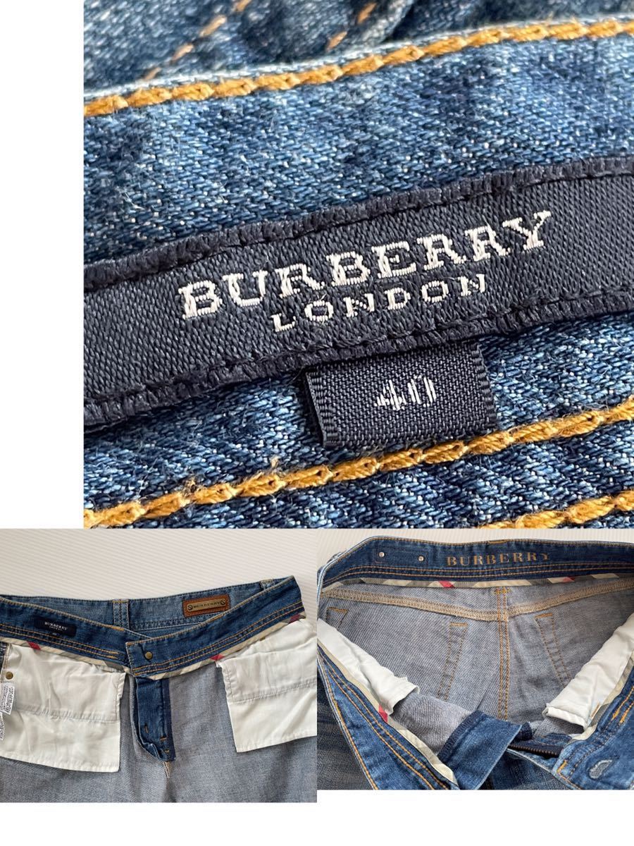 即決◇極美品 バーバリーデニムジーズ 40サイズ 7分丈デニムパンツ 綿