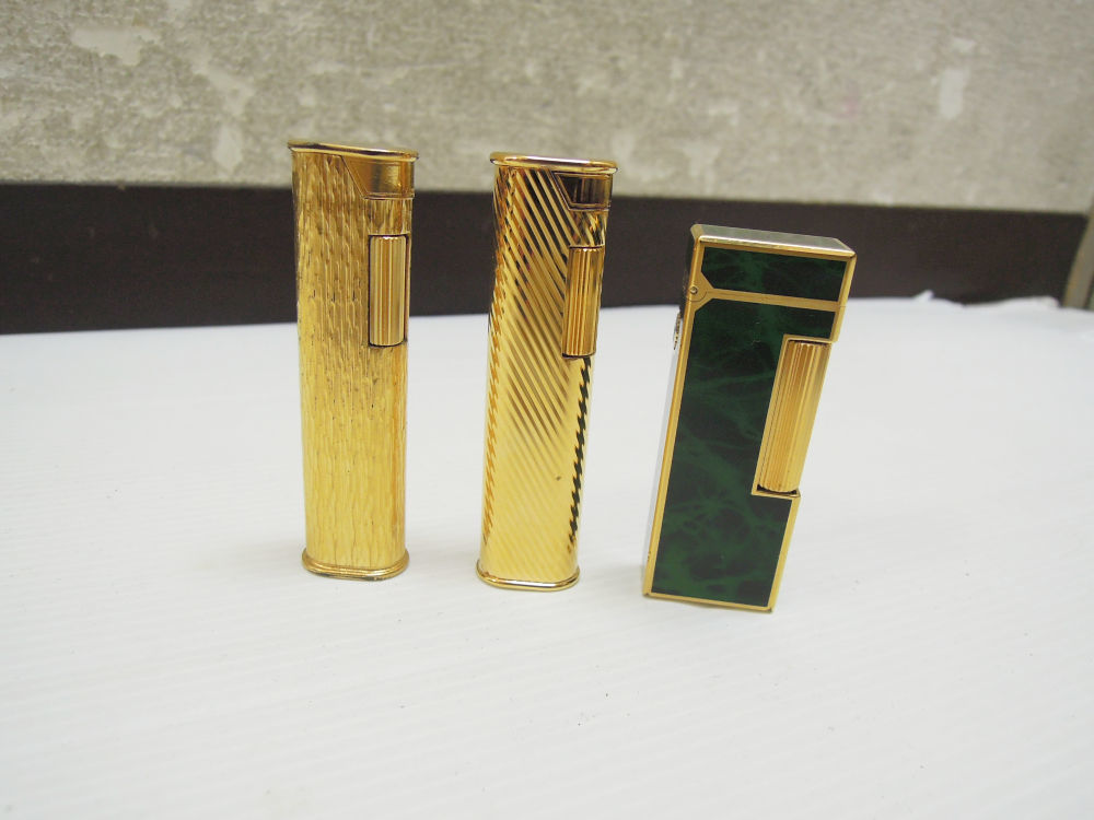 2657) ジャンク Dunhill ダンヒル ガスライター ゴールド グリーン 3点