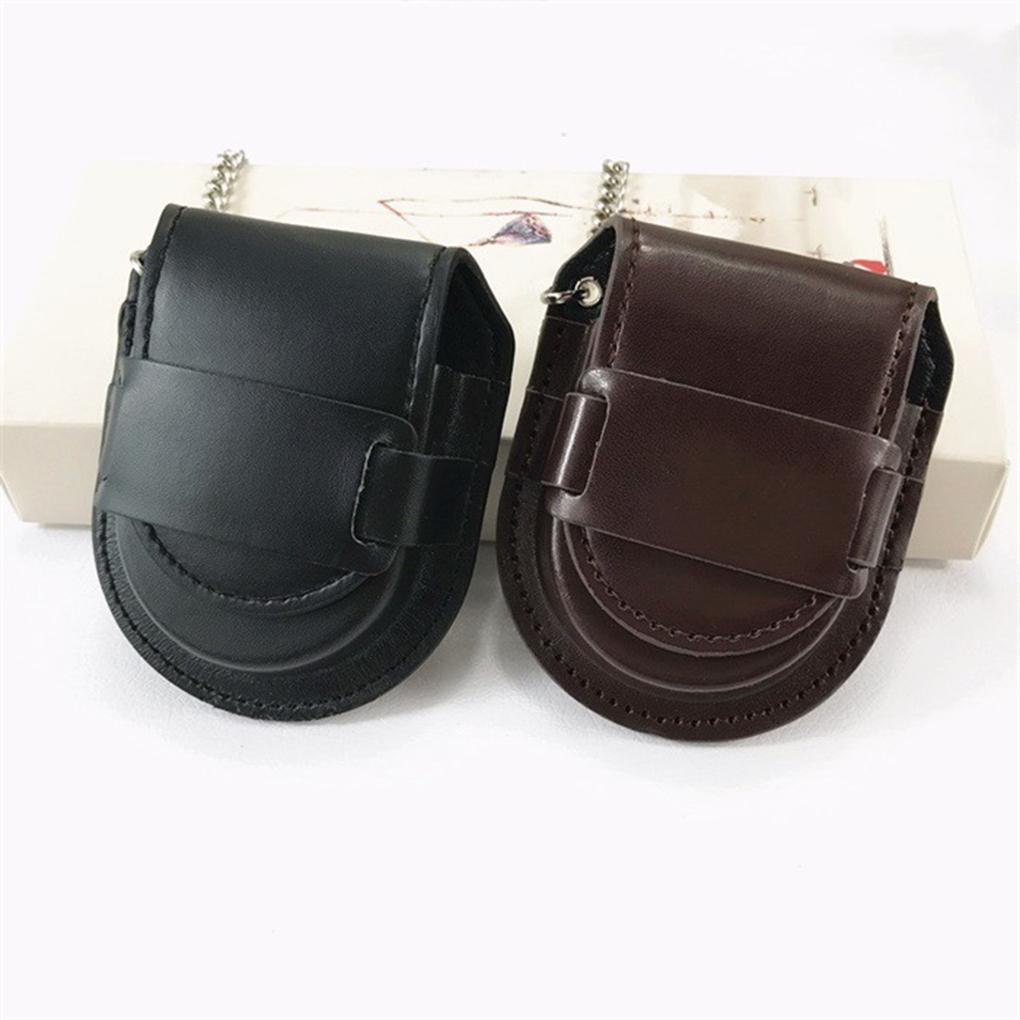 [ postage our company charge ] pocket watch holder box pouch portable waist bag leather storage case BB5049-01bk black 