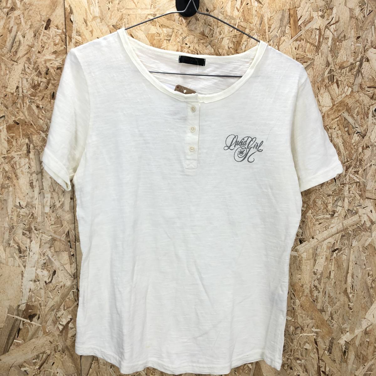 YA364[2003]DC:POINT Henley neckline T-shirt M size [ flat putting length approximately 55cm. width approximately 42cm] lady's tops cream color [220102000045]