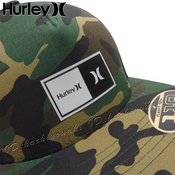 Hurley 新品 ハーレー 迷彩 ONE TEN FLEXFIT ナチュラル2.0 キャップ メンズ トラッカー ハット サイズフリー カモグリーン 帽子