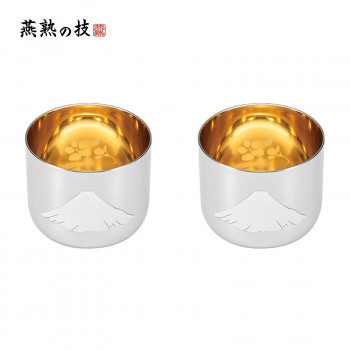 パーティを彩るご馳走や よこやま 燕熟の技 感温ぐい呑み 赤富士 内面金メッキ(桜柄入り) 2PC EJG-800 ぐい呑み パーティを彩るご馳走や よこやま 燕熟の技 感温ぐい呑み 赤富士 内面金メッキ(桜柄入り) 2PC EJG-800 ぐい呑み