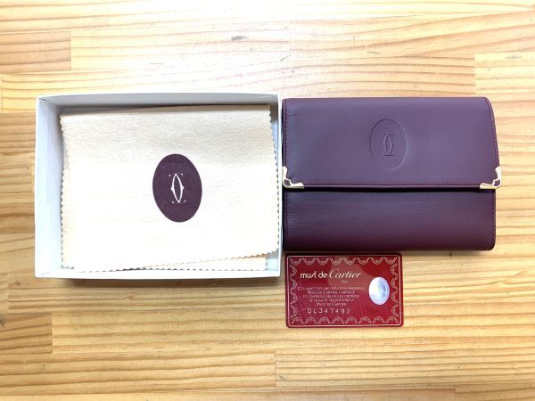 未使用】 カルティエ マストライン 三つ折がま口財布 L3000087 (M1490