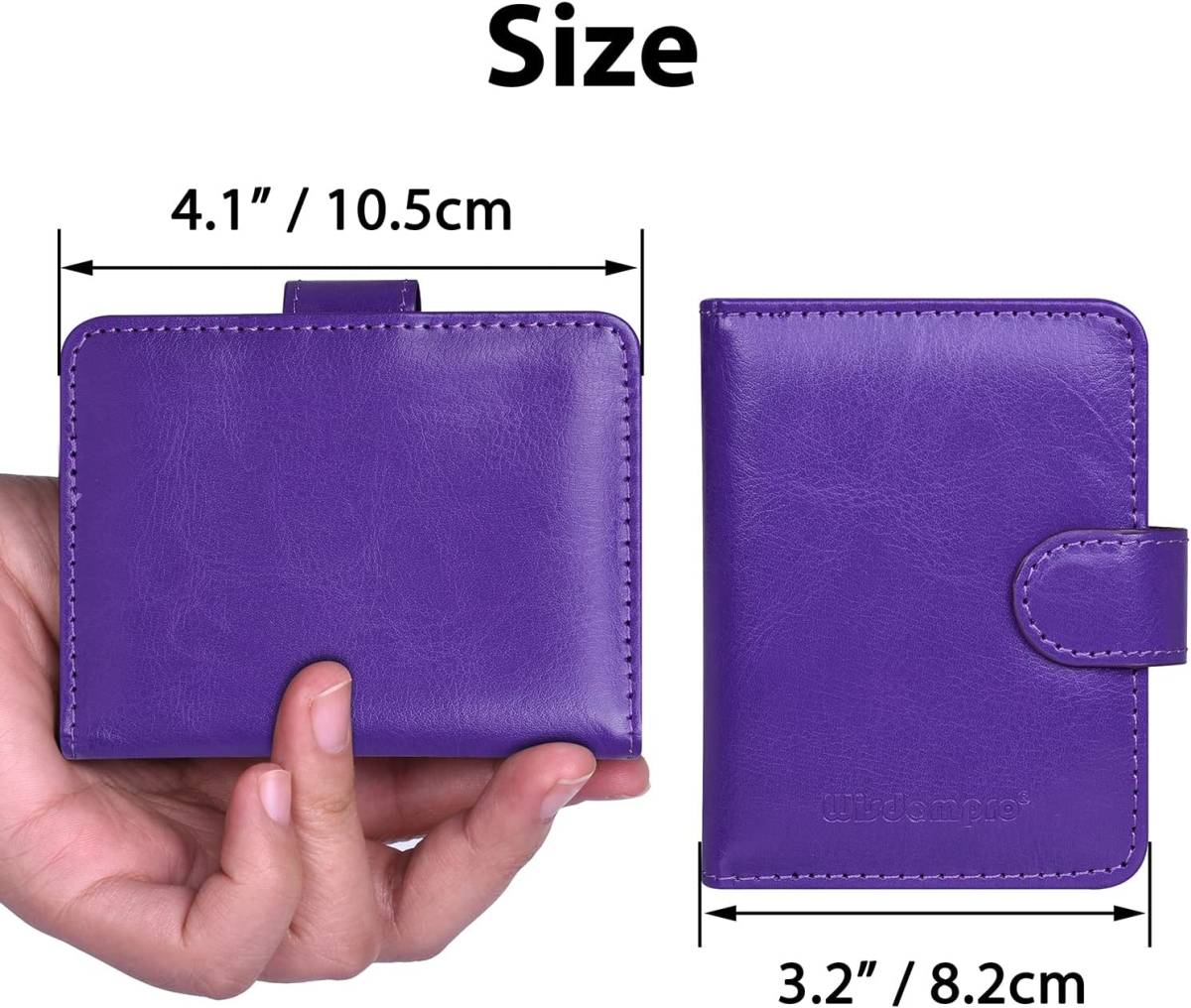 『送料無料』カードケース 磁気 スキミング防止 名刺ファイル クレジット　PUレザー 二つ折　縦型 パープル 20枚収納　紫　w