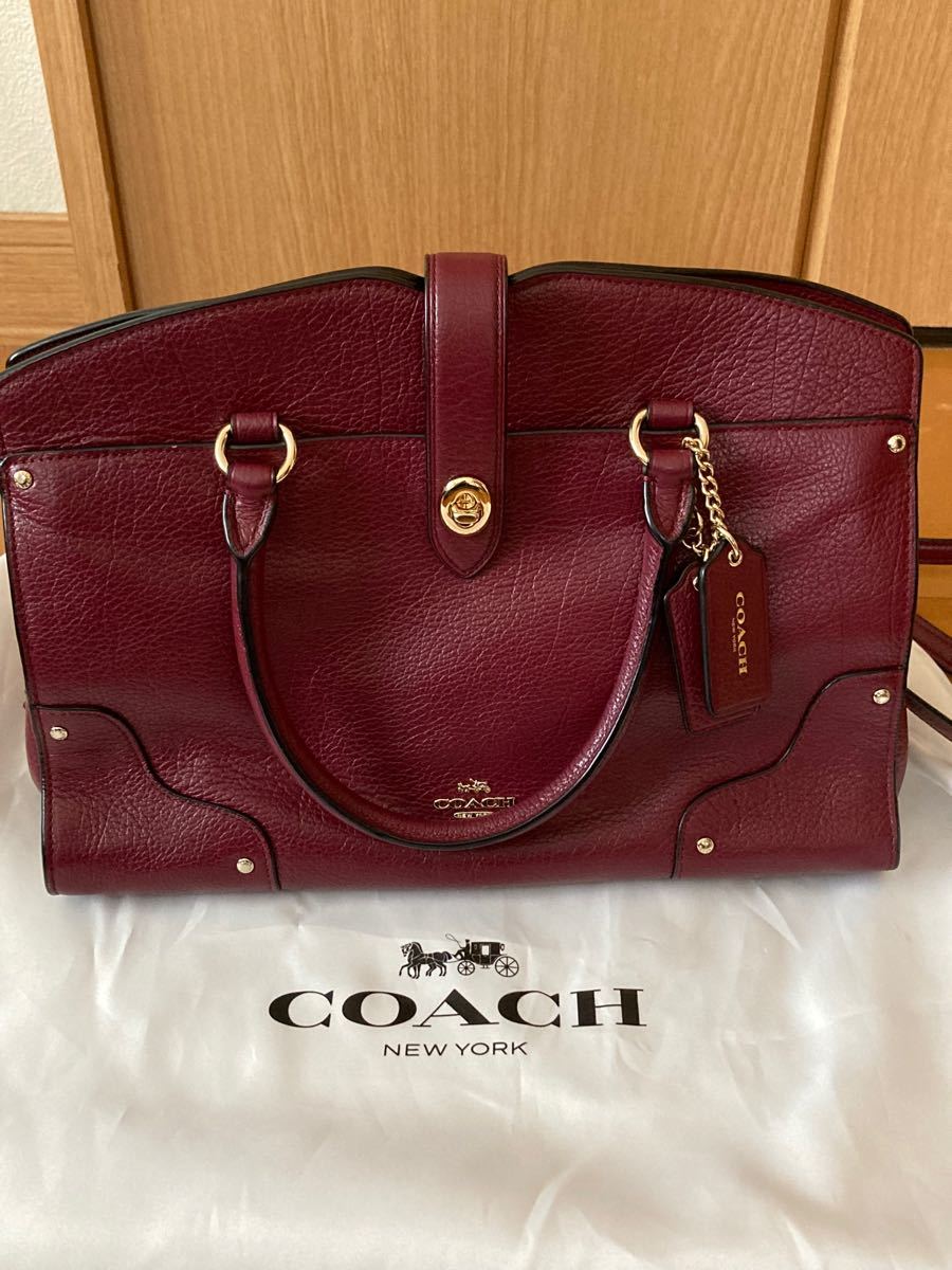 激安☆超特価 COACH マーサー 2way ハンドバッグ レザー 紫 37779 e