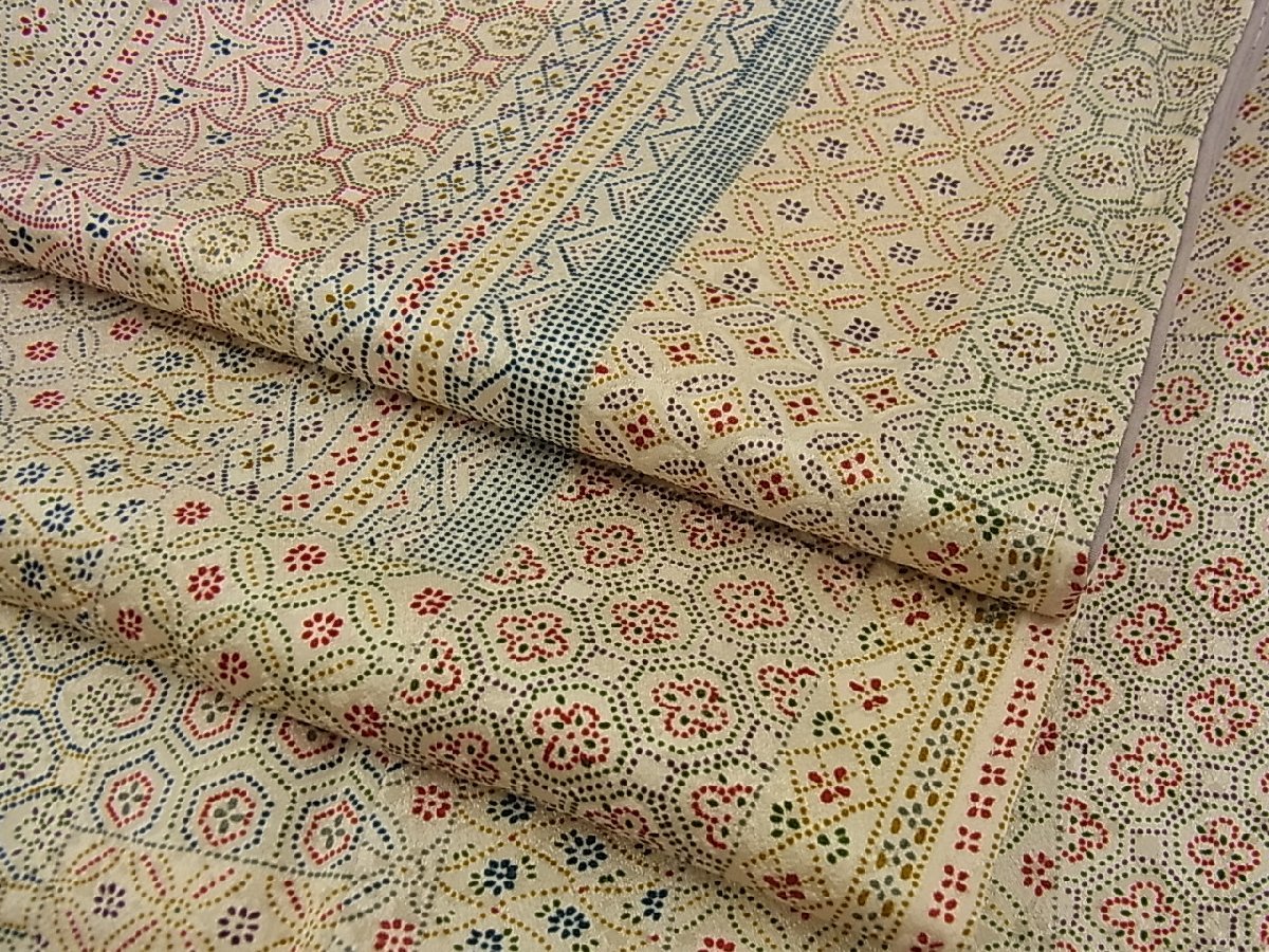 美品 超絶逸品】⭐️ 切嵌吉祥花文小紋⭐️総柄⭐️縮緬⭐️ 直接買