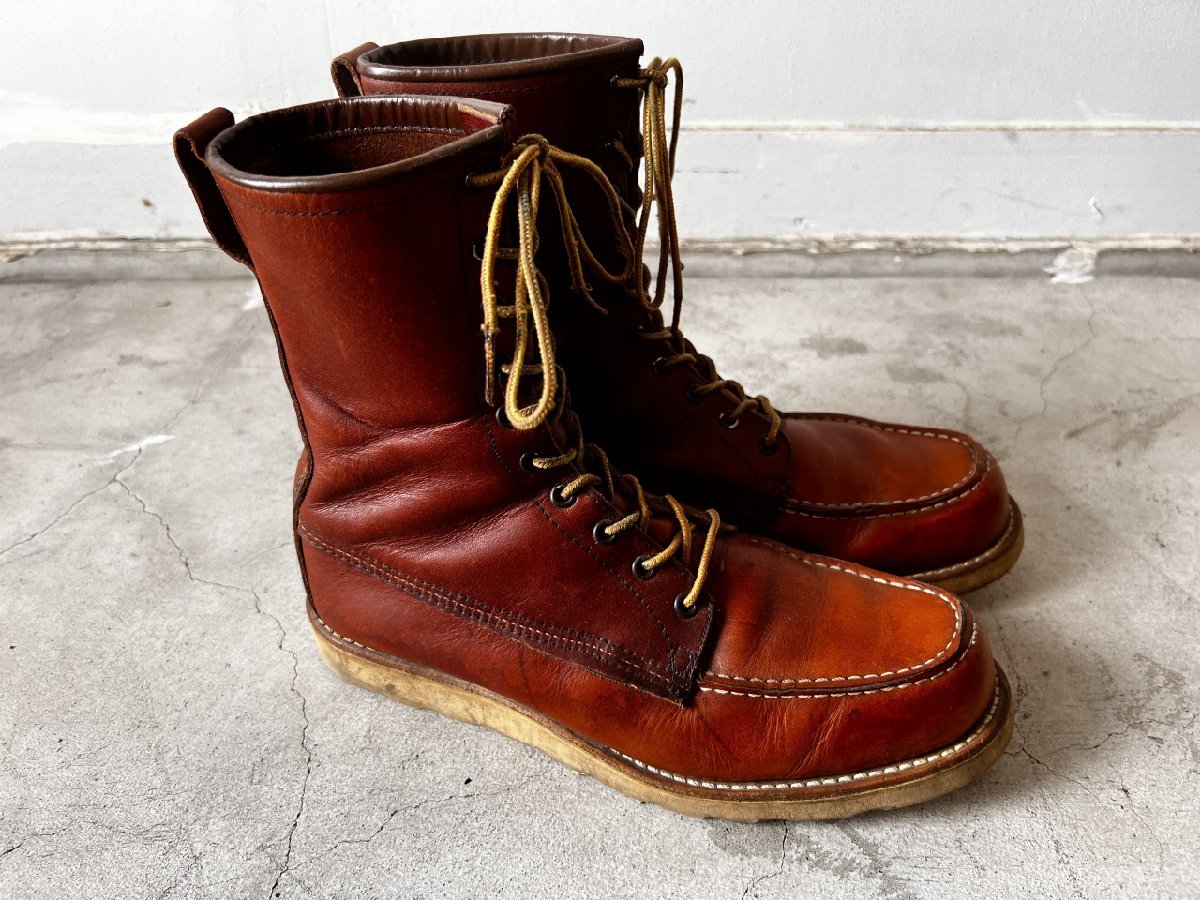 (^w^)b RED WING 70s 877 BROWN US9.5C Red Wing Irish setter boots moktu Brown red tea dog tag 90s80s retro standard 